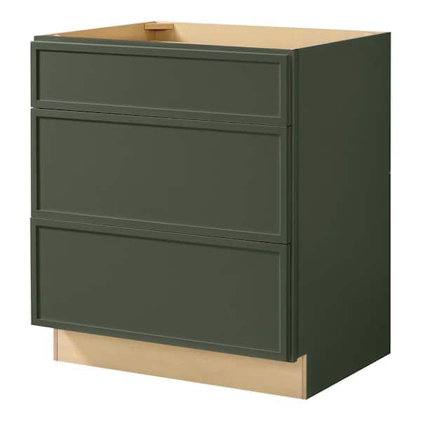 Leyton 30 in. W x 24 in. D x 34.5 in. H Ready to Assemble Plywood Slim Shaker Drawer Base Kitchen Cabinet in Fern Green