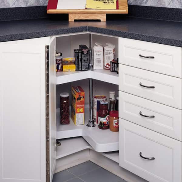 Rev-A-Shelf 2-Tier White Plastic Adjustable Height Pie-cut Cabinet