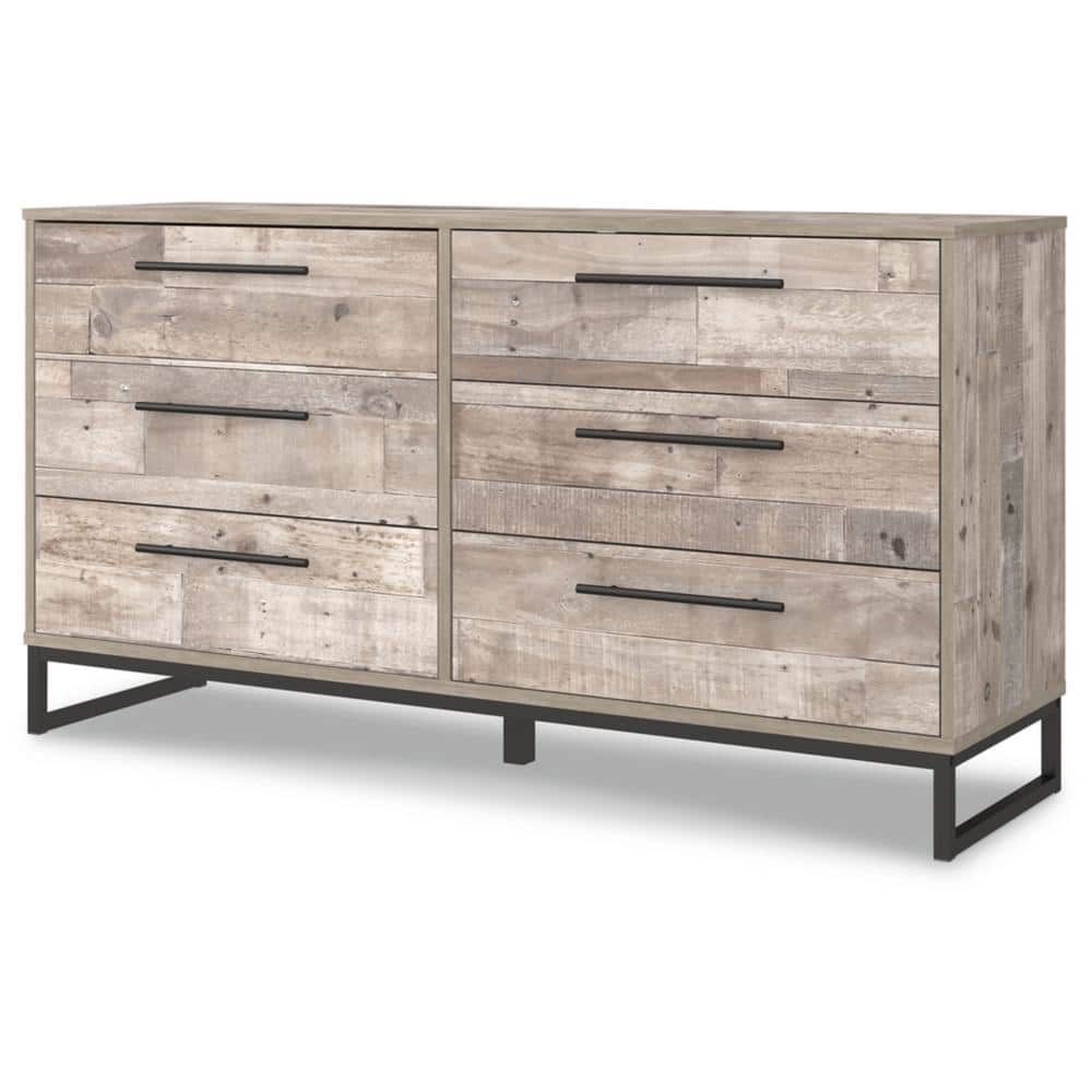 Whitewash 6-Drawer Dresser with Pewter Hardware