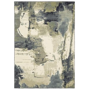 Sienna Blue/Green 5 ft. x 7 ft. Contemporary Abstract Polypropylene Indoor Area Rug