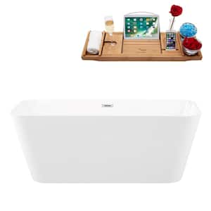 59.1 in. Solid Surface Resin Flatbottom Non-Whirlpool Bathtub in White