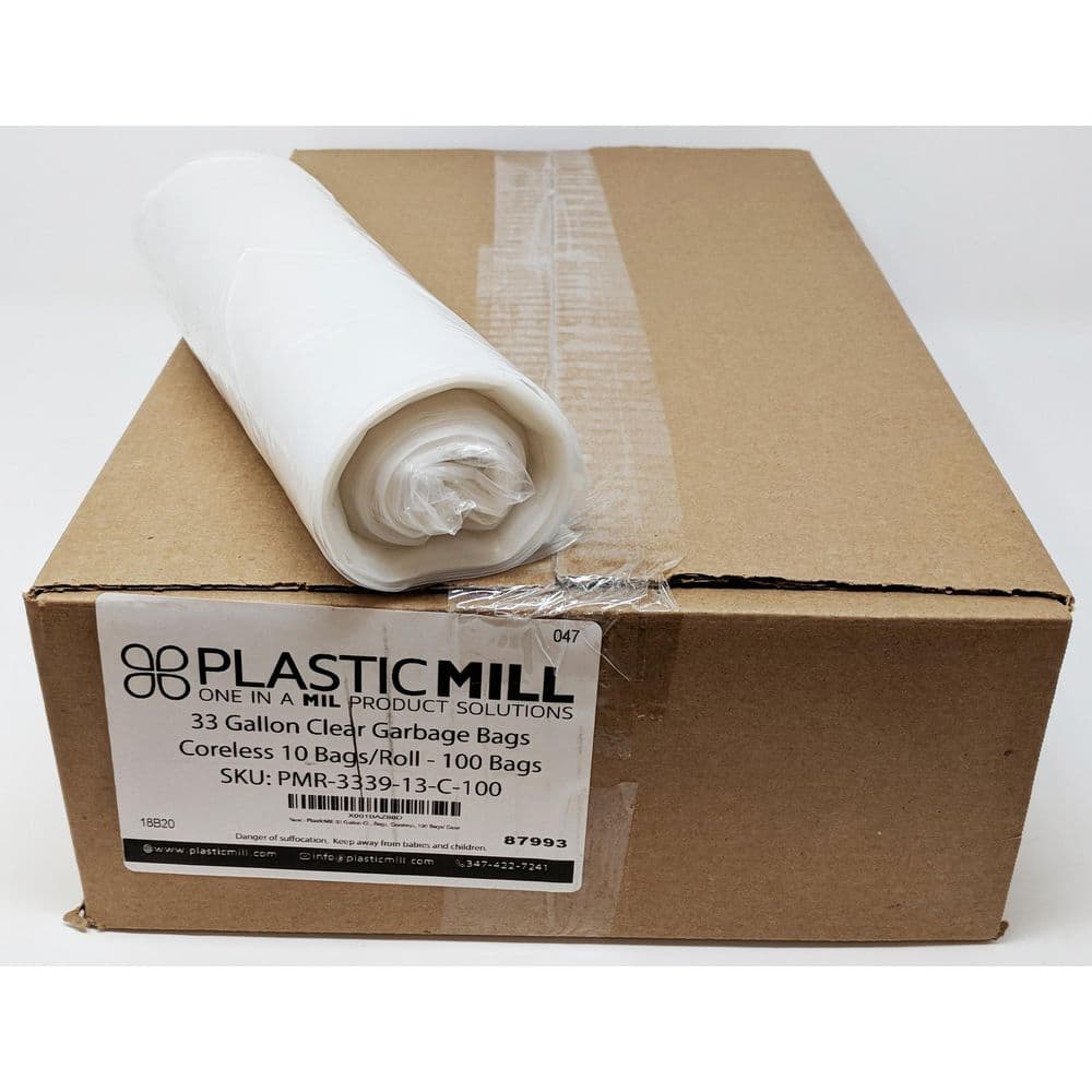 33 in. W x 39 in. H 33 Gal. 1.3 mil Clear Trash Bags (100- Count) price history on PriceWatchPro