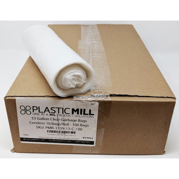 33 in. W x 39 in. H 33 Gal. 1.3 mil Clear Trash Bags (100- Count)