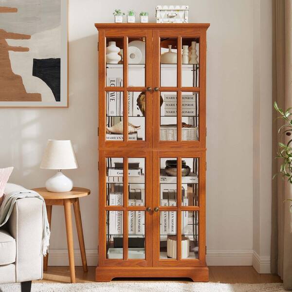 Display Cabinet with Glass Doors Adjustable Shelves for