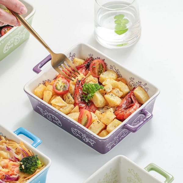 JFVKAF 2-Piece Rectangular Ceramic Casserole Baking Dish Set with