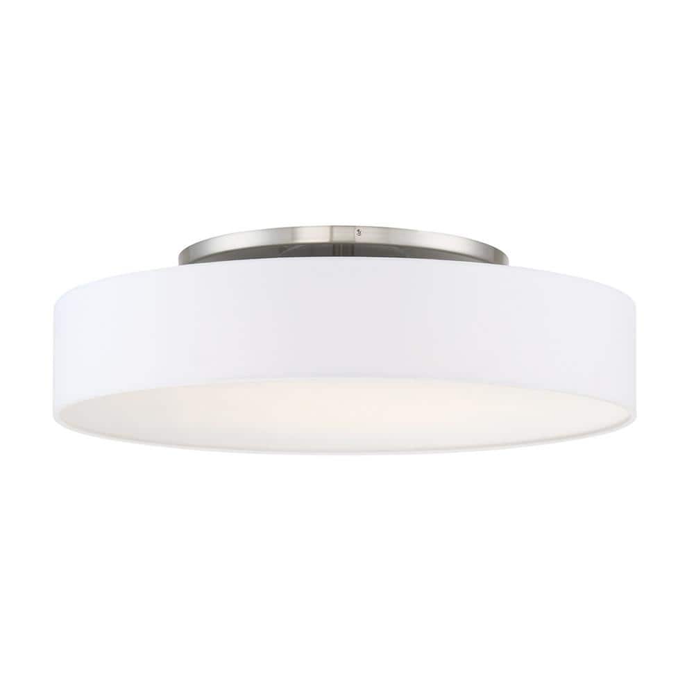 Manhattan Elegance 26" LED Drum Semi-Flush Mount in Brushed Nickel