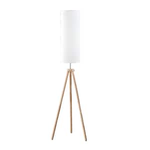 58 in. Natural 1 1-Way (On/Off) Tripod Floor Lamp for Living Room with Cotton Drum Shade
