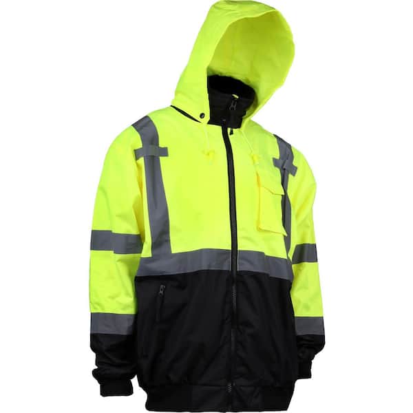 Men's Large ANSI Type R Class-3 Value Yellow and Black Bottom Bomber Jacket