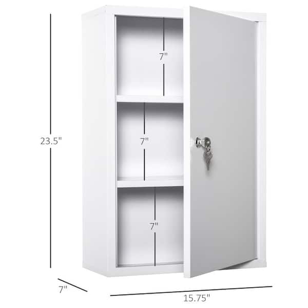 kleankin 15.75 in. W x 23.5 in. H Steel White Wall Surface Mount Medicine Cabinet without Mirror