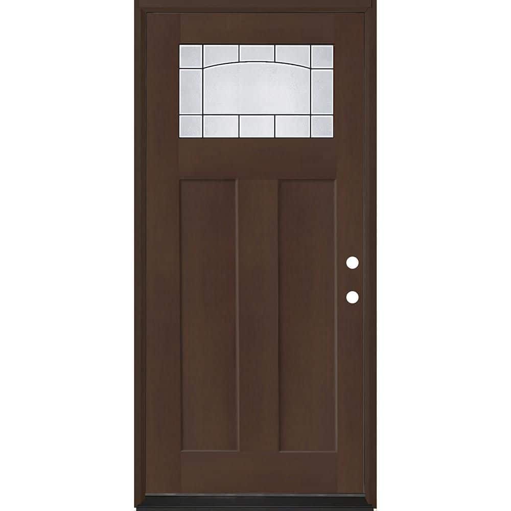 Regency 36 in. x 80 in. 1/4 TopL Empire Deco Glass LHIS Hickory Fiberglass Prehung Front Door with 6-9/16 Jamb price history on PriceWatchPro