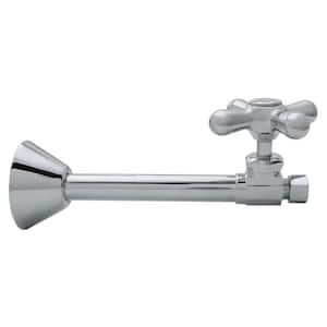 1/2 in. Copper Sweat x 3/8 in. O.D. Compressor Cross Handle Straight Stop, Polished Chrome