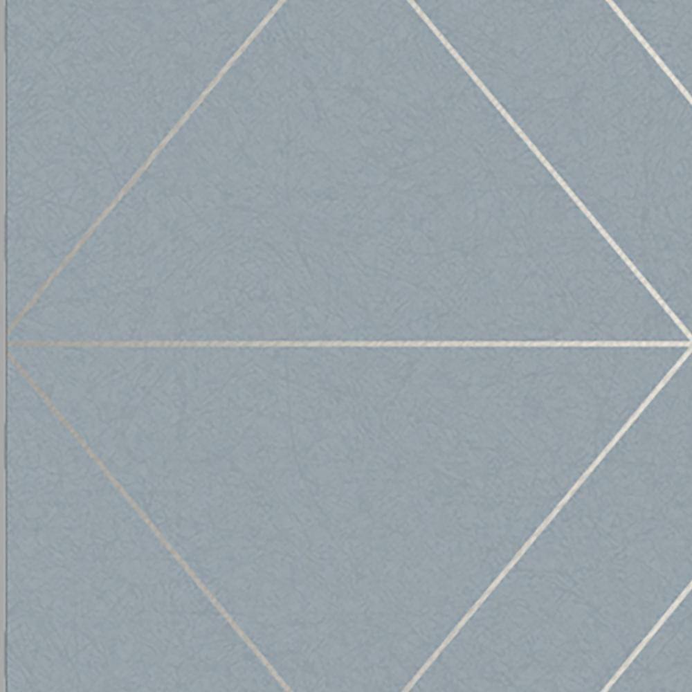 Deep Sky Blue Geometric Metallic Paste the Wall Wallpaper