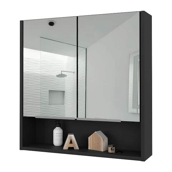 Unbranded 23.6 in. W x 24.6 in. H Rectangular MDF Medicine Cabinet with Mirror