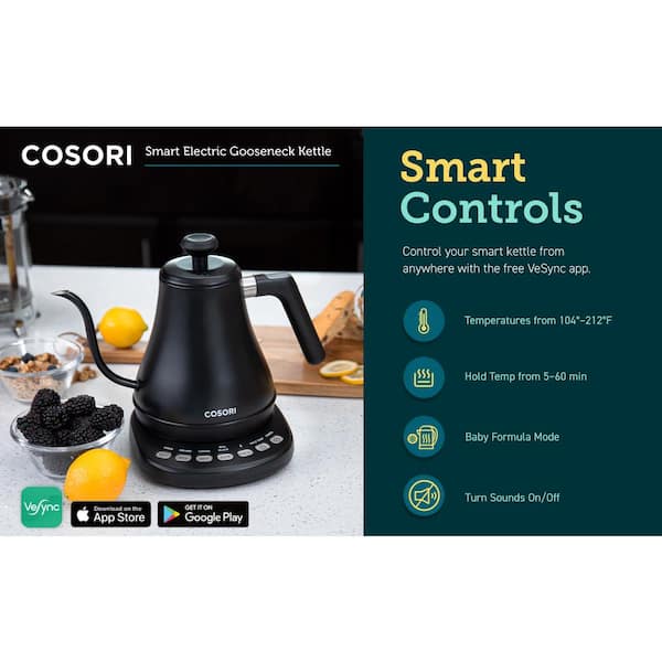 Cosori Smart Gooseneck Kettle, 0.7L, Black KAAPGKCSSUS0005 - The Home Depot