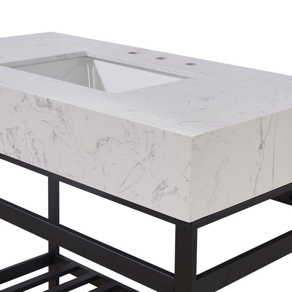 42" Aosta White Composite Stone Vanity Top with Sink