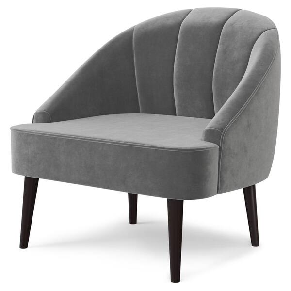 Simpli Home Harrah 33 Wide Contemporary Accent Chair in Smoky