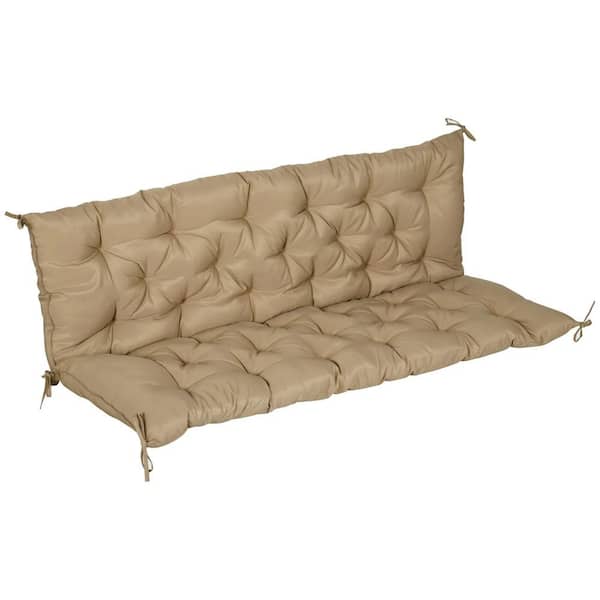 59 in. x 38 in. 3-Seat Outdoor Swing Bench Replacement Cushion Khaki Patio Sofa Cush