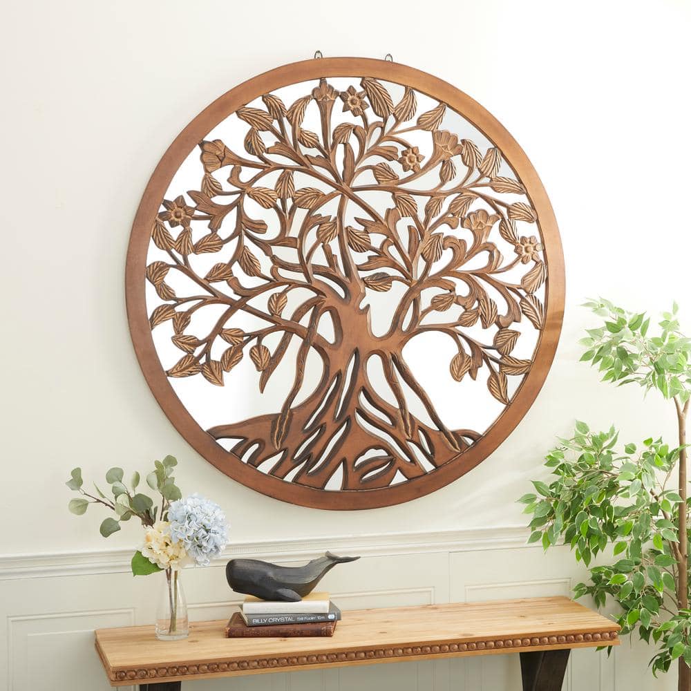 Litton Lane Wood Black Handmade Carved Mandala Floral Wall Decor with  Mirrored Back Frame (Set of 3) 23708 - The Home Depot