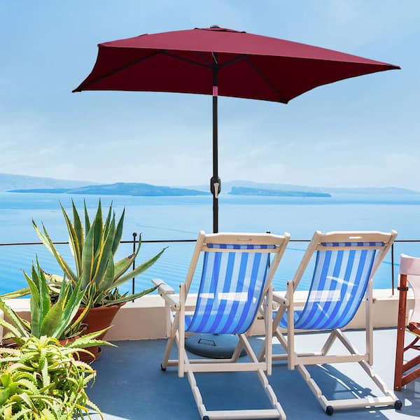 Maypex 6.5 x 6.5 ft. Steel Market Crank and Tilt Patio Umbrella in Burgundy