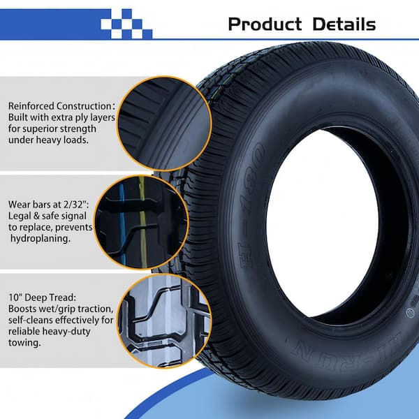 Hi-Run Trailer 65 PSI ST225/75D15 8-Ply Tire LZ1007 - The Home Depot