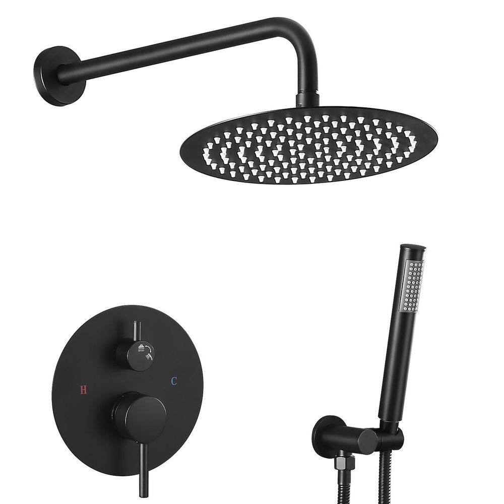 Single Handle 2-Spray Shower Faucet Bathroom Shower Combo Set 2.5 GPM with Adjustable Heads in Matte Black price history on PriceWatchPro