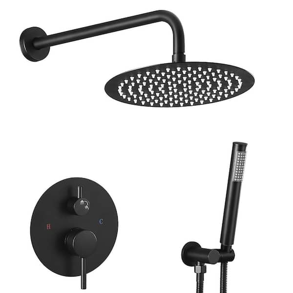 Single Handle 2-Spray Shower Faucet Bathroom Shower Combo Set 2.5 GPM with Adjustable Heads in Matte Black