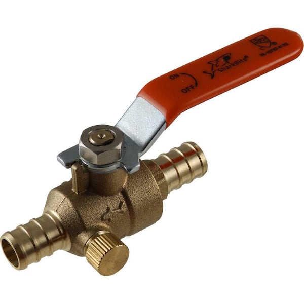 SharkBite 1/2 in. PEX Barb Brass Ball Valve with Drain