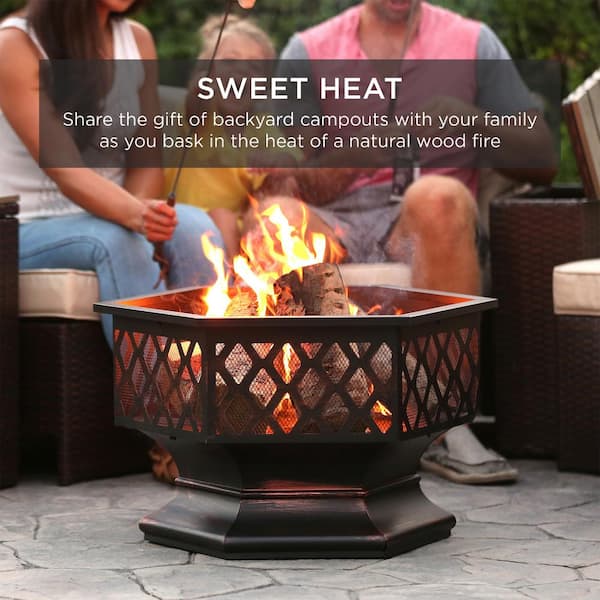 Hexagon Steel Wood Fire Pit, Best Real Wood Fire Pits