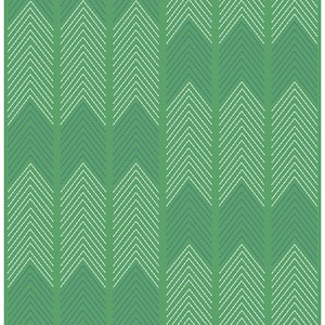 Nyle Green Chevron Stripes Paper Glossy Non-Pasted Wallpaper Roll