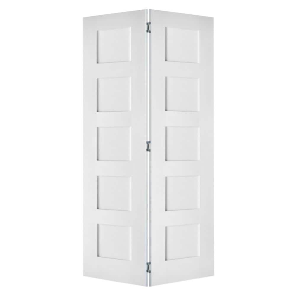 Krosswood Doors 36 in. x 80 in. Shaker 5-Panel Solid Core Primed MDF ...