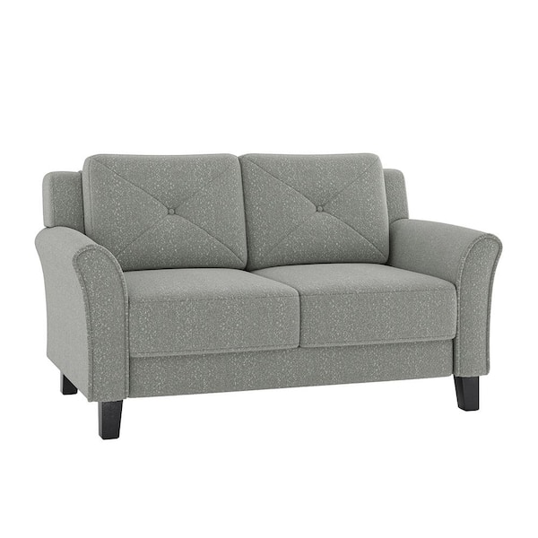 JAYDEN CREATION Winston Grey Modern 57 in. Flared Arm Polyester Rectangle Slipcovered Loveseat Sofa