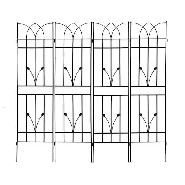 Sudzendf 71 in. Outdoor Garden Metal Rustproof Plant Climbing Trellis Black, 4 Pieces