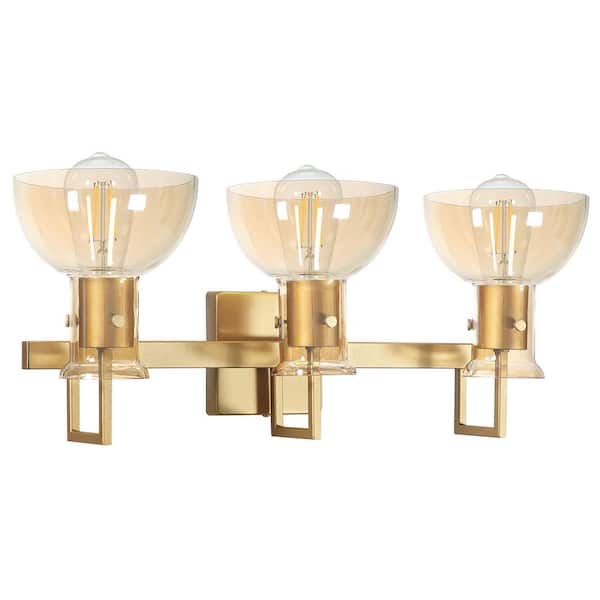BYBLIGHT 24.02 in. 3Light Bath Vanity Light with Modern Gold and