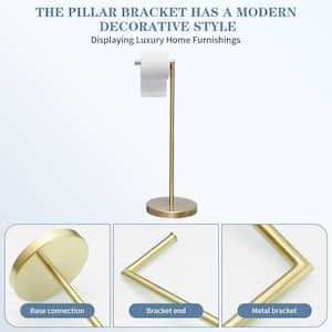 Round Freestanding Toilet Paper Holder in Brushed Gold
