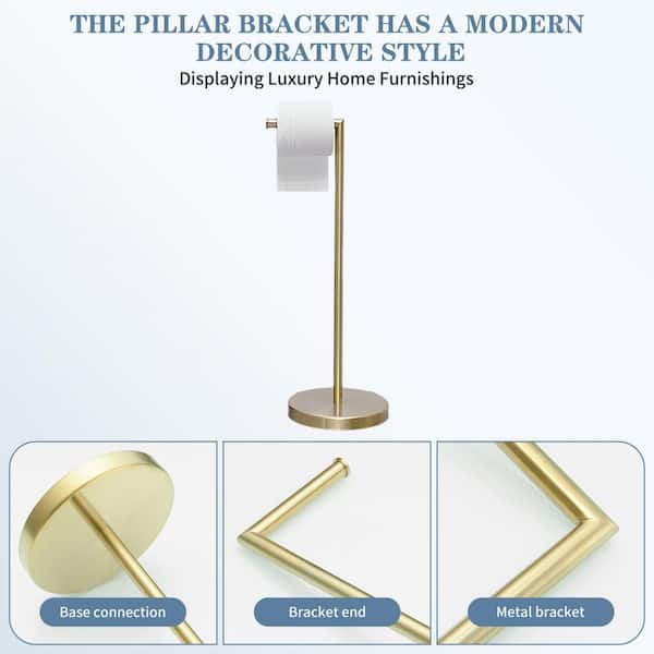 Round Freestanding Toilet Paper Holder in Brushed Gold