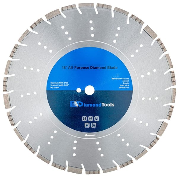 18 in. All Purpose Diamond Saw Blade 1 in. Arbor