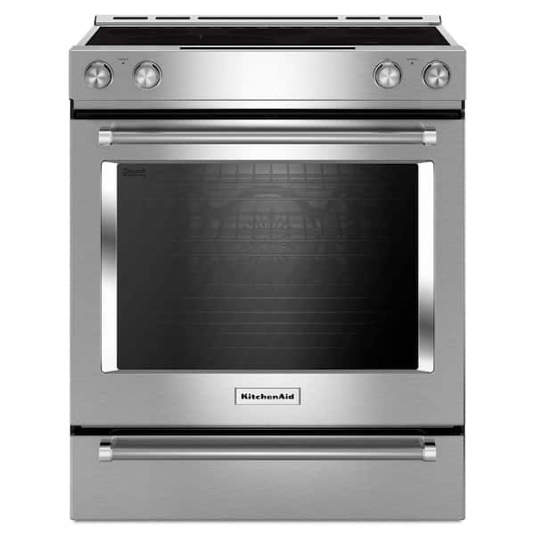 KitchenAid 7.1 cu. ft. Slide-In Electric Range with Self-Cleaning Convection Oven in Stainless Steel