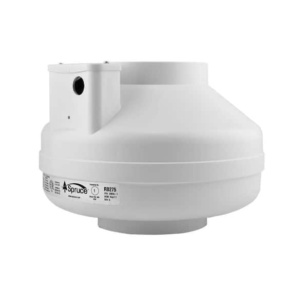 Spruce RB275 210 CFM 6 in. Inlet and Outlet Inline Ventilation Fan in White