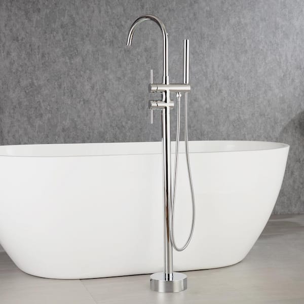 Staykiwi 2-Handle Freestanding Tub Faucet with Hand Shower in Chrome