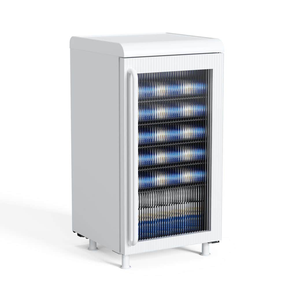 3.1 cu. ft. 117 Can/27 Bottle Retro Glass Door Mini Refrigerator/beverage Cooler in White