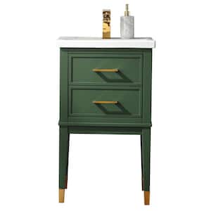 Clara 20 in. W x 15.7 in. D Bath Vanity in Green with Porcelain Vanity Top in White with White Basin