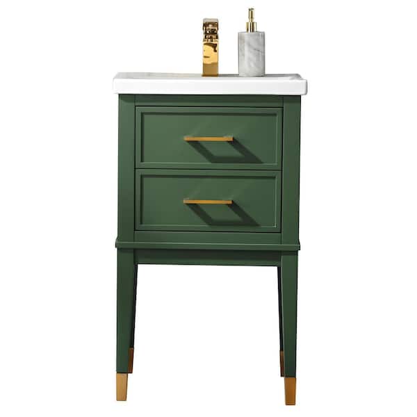 Urban Furnishing Clara 20 in. W x 15.7 in. D Bath Vanity in Green with Porcelain Vanity Top in White with White Basin