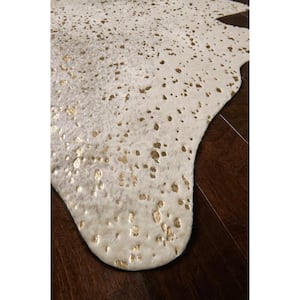 Bryce Pewter/Gold 3 ft. 10 in. x 5 ft. Modern Faux Cowhide Area Rug