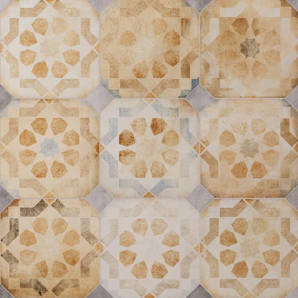 Laverton Octagon Deco Multicolor with Taco Gris 8 in. x 8 in. Porcelain Floor and Wall Tile (11.25 sq. ft./Case)