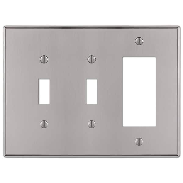 AMERELLE Ansley 3 Gang 2-Toggle and 1-Rocker Metal Wall Plate - Brushed Nickel