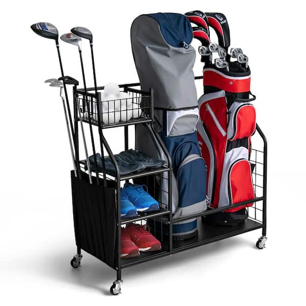 Extra Large Golf Bag Storage Rack for Garage Fits 2 Golf Bags Organizer with Wheels