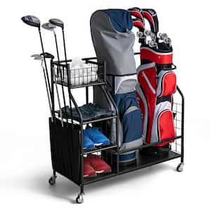 Extra Large Golf Bag Storage Rack for Garage Fits 2 Golf Bags Organizer with Wheels