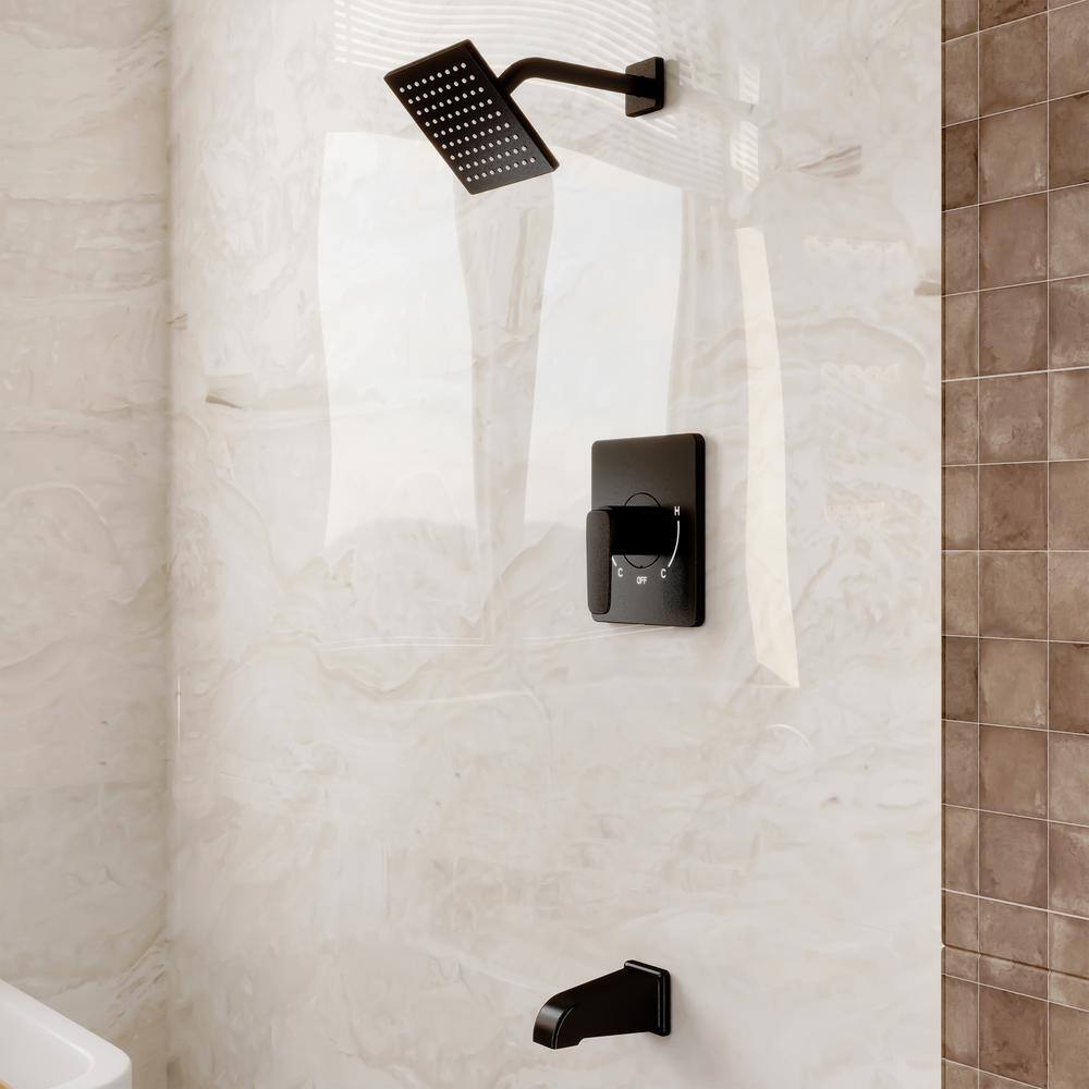 Matte Black Adjustable Wall Mounted Rain Shower Faucet Set
