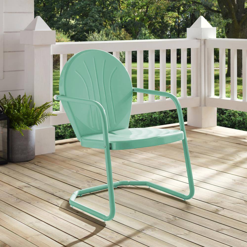 Aqua Gloss Steel Retro Outdoor Patio Chair