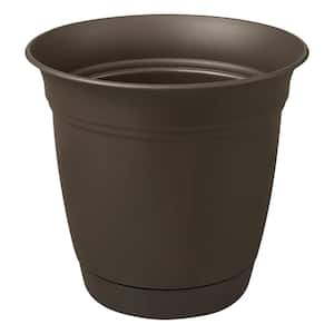 5 in. Newark Small Black/Gold Geo Ceramic Planter (5 in. D x 6 in. H) with Wood Stand